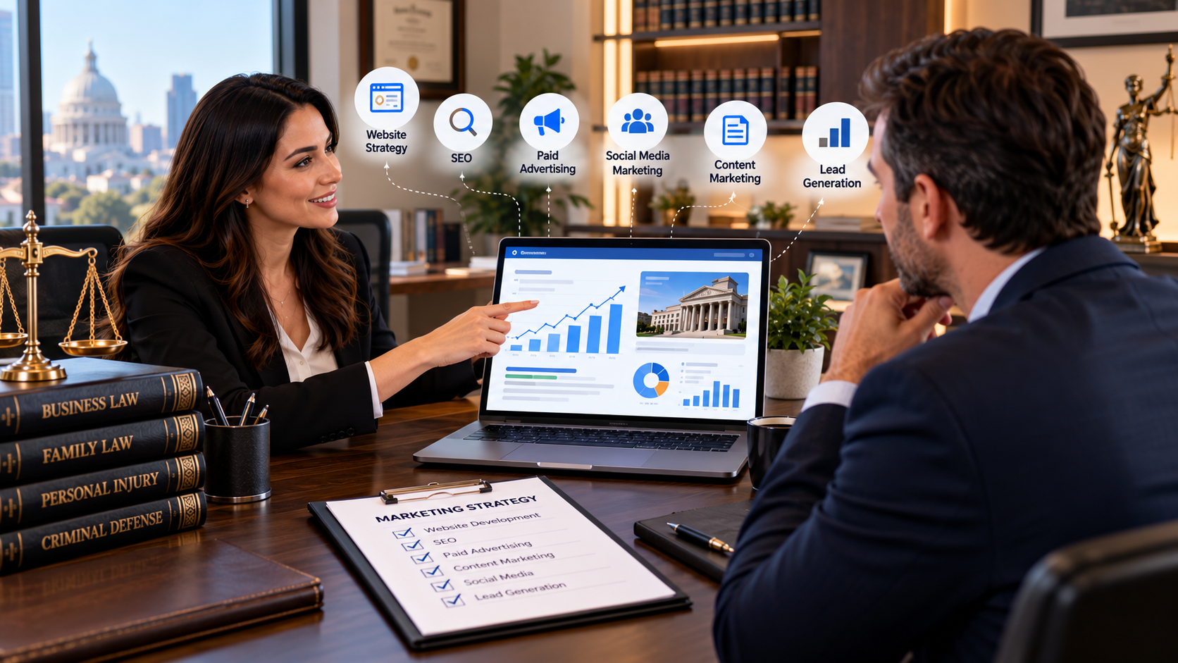 Law firm marketing agency helping attorneys choose the right marketing strategy